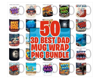 3D Best Dad Mug Wrap Bundle, Father Mug Wrap, Best Father Ever Mug Wrap, Super Dad Mug Wrap,Father Life Coffee Mug Sublimation,15oz Mug Wrap
