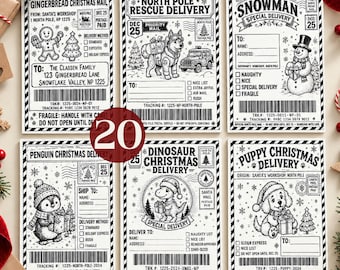 Christmas Thermal Labels Bundle, Christmas Shipping Labels Canva Template, Santa Mail North Pole Labels, 4x6 Printable Gift Labels