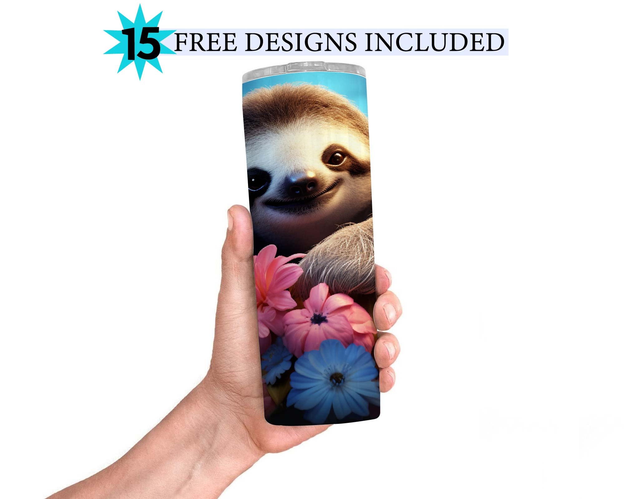 3D Sloth Tumbler Wrap Design 20 Oz Skinny Sublimation Tumbler Png 3D ...