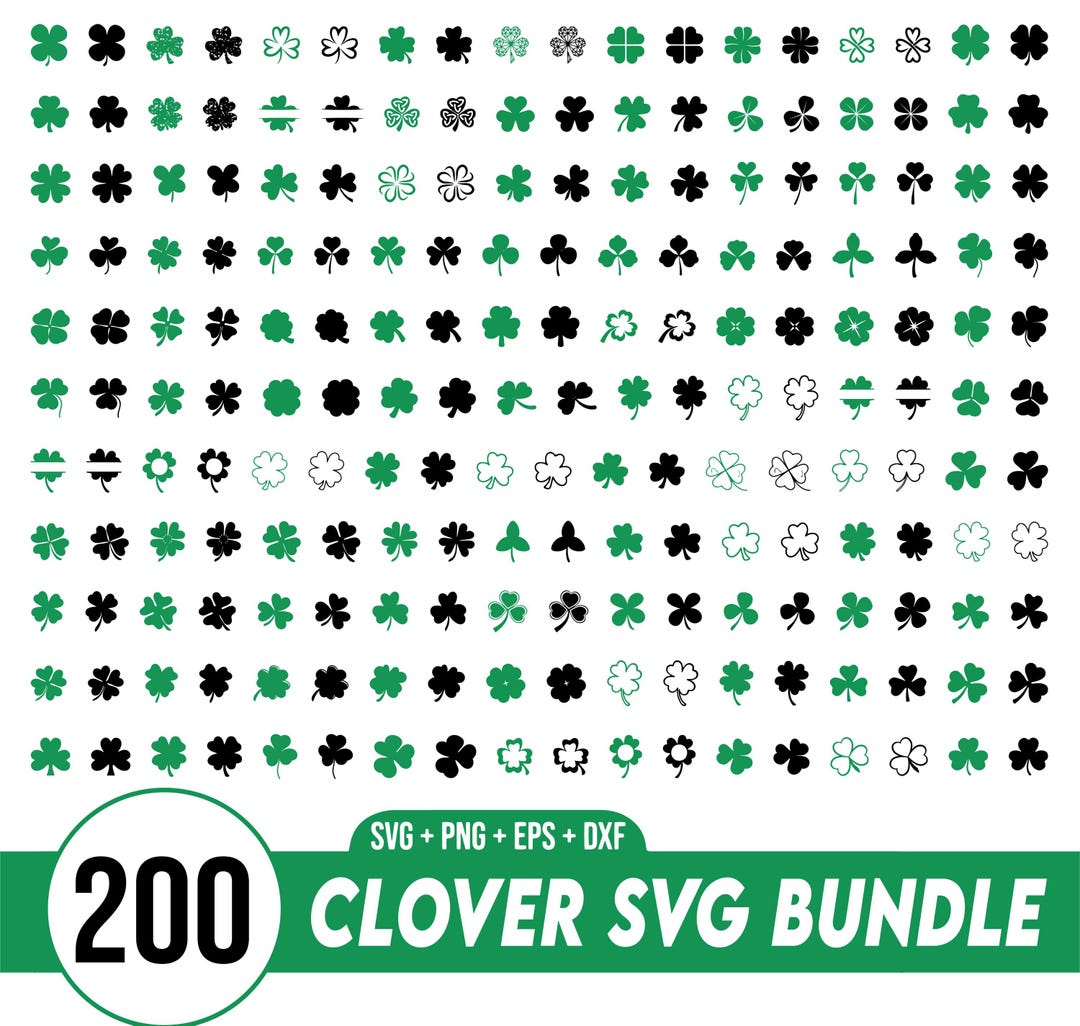 Clover Svg Bundle, Clover PNG Bundle, Shamrock Cricut Design, Clover ...
