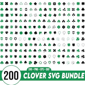 Bundle Svg trèfle, trèfle PNG Bundle, trèfle Cricut Design, trèfle feuille Saint Patricks Day Clipart, svg trèfle porte-bonheur, svg de la Saint-Patrick