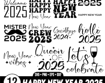 New Year  SVG Bundle, New Year's Eve SVG | New Year Party T shirt Design | Cheers Svg | New Year Sublimation Clipart