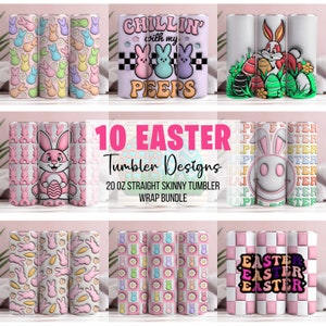 Lot d'emballages gonflés 3D de Pâques, gobelet de Pâques, gobelet de Pâques maigre 20 oz PNG ufs de Pâques, gobelet de Pâques coloré png thumbnail