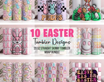 Ostern 3D Aufgeblasenes Häschen-Wrap-Bundle, Ostern Tumbler Wrap Bundle, 20 Unzen Skinny Ostern Tumbler PNG Ostereier, Bunte Ostern Tumbler png