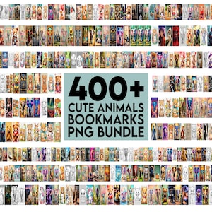 Könnte beinhalten: Eine Collage aus über 400 bunten digitalen Bildern von niedlichen Tieren, perfekt zum Erstellen von Lesezeichen. Die Bilder sind in verschiedenen Stilen gehalten und zeigen Tiere wie Katzen, Hunde, Bären und vieles mehr.