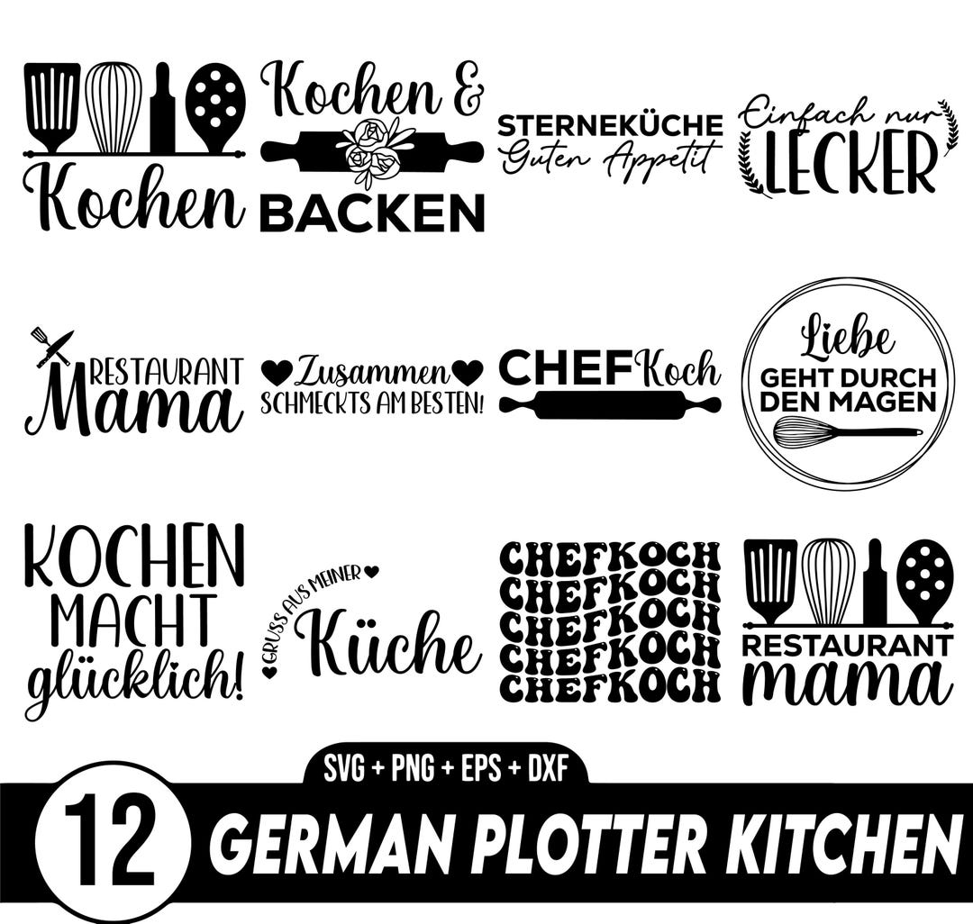 Kitchen Script German Kitchen Plotter Svg Bundle, German Plotter File Kitchen Svg ...