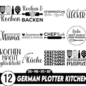 Lot de traceur de cuisine allemand Svg, fichier de traceur allemand cuisine svg - lot de svg cuisine - chef svg - dictons allemands cuisine