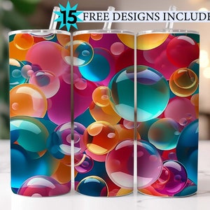 20oz Neon Bubble 3D Tumbler Wrap, Colorful & Vibrant, Alcohol Ink, Sublimation Wrap, AI Advance Design, Commercial Use, Digital Download