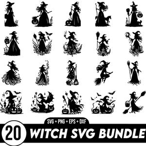 Witch Bundle Svg, Halloween Svg, Halloween Witch Svg, Witch Clipart, Witch Cut Files For Cricut, Witch Silhouette, WITCH SVG