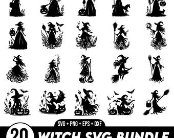 Witch Bundle Svg, Halloween Svg, Halloween Witch Svg, Witch Clipart, Witch Cut Files For Cricut, Witch Silhouette, WITCH SVG