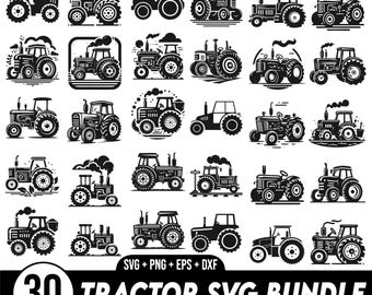Trekker SVG-bundel, vrachtwagen Svg, boerderij Svg, trekker SVG, trekker silhouet, trekker Clipart, trekker Png, landbouwtractor Svg, trekker Dxf