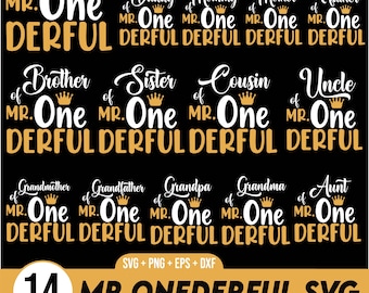 Mr Onederful Family Member Bundle 1st Birthday, Happy Birthday Svg, Birthday Party svg, One Derful Svg, One Birthday Svg, Wild One Svg
