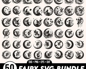 Fairy svg Bundle, Celestial svg, Mystical svg, Fairy PNG Bundle, Fairy Clipart, Fairy SVG, Fairy Silhouette, Tooth Fairy svg, Fairy moon SVG