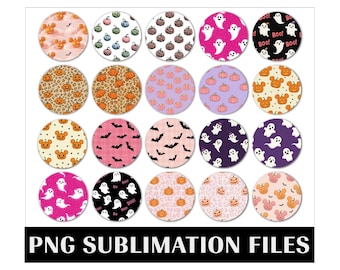 Halloween Car Coaster PNG, Ghost Car Coaster Sublimation Design, Spooky Car Coaster png, Spooky Keychain png, Pink Halloween Round PNG