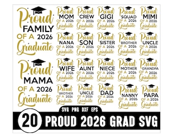 Stolze Familie von 2026 Graduate SVG Bundle, Stolze graduierte Familie Png, Klasse von 2026 svg, Abschlussfamilie svg, Senior Familie png
