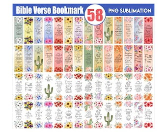 Bible Verses Bookmark png bundle, Christian Inspirational Bookmarks Printable floral bookmark, Religious Png, Inspirational Bookmark, png