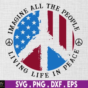 Immagina tutte le persone SVG - Pace SVG - Pace nel mondo - Beatles - Sognatore - Download digitale - Cricut Cut File - Girasole Svg - Pace nel mondo