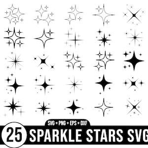 Sparkle Svg-bundel, Star Svg, Sparkle Star Svg, Star Png, Star Clipart, Star Cricut Fİle, Twinkle Stars svg, Sparkle Cut-bestand, Sparkle Art