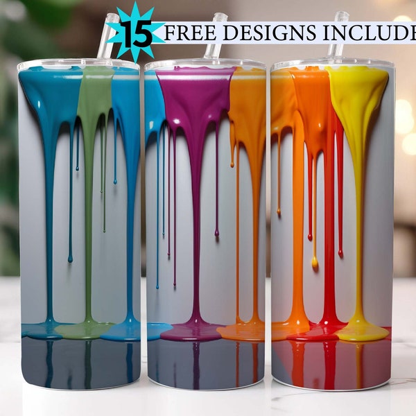 3D Dripping Paint 20oz Skinny Tumbler Sublimation Wrap PNG Design Mom Sublimation | Tumbler Wrap | Png for Sublimation | Digital Download