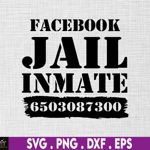 May include: Black and white graphic design with the text "Facebook Jail Inmate" and a number "6503087300" underneath.