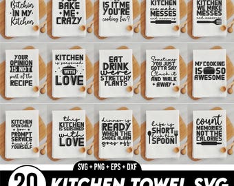 Paquete de toallas de cocina svg, porta ollas svg, diseños de cocina svg, hornear svg, citas divertidas de cocina svg, cocinar svg, archivo de corte para Cricut