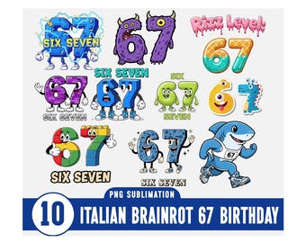 Italian Brainrot Six-Seven Birthday Png, Steal a Brainrot Six Seven, Meme Italian Brainrot 6 7 Png, Tralalero Tralala PNG, Kids Gaming