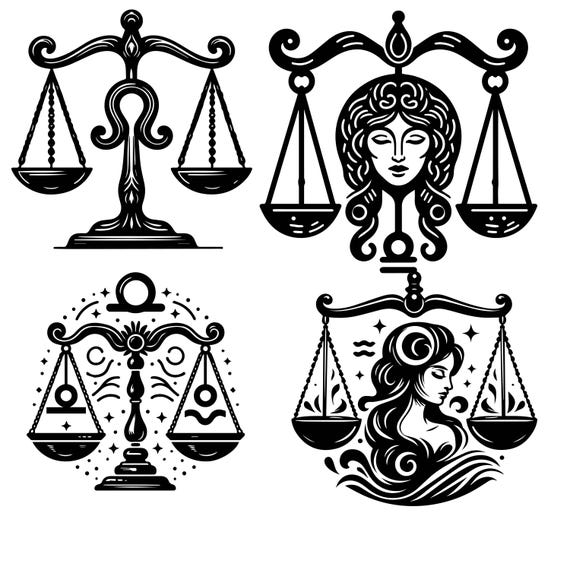 Libra Zodiac Scales Svg Bundle, Vintage Style Libra Zodiac Sign