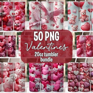 Valentine Tumbler Wrap Bundle, 20oz Skinny Valentine Tumbler Sublimation Designs, Valentines day Tumbler PNG, Tumbler Wrap PNG
