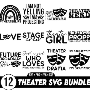 Paquete SVG de teatro, SVG de actor, paquete SVG de teatro, SVG de actriz, clipart de película, SVG de drama, paquete SVG de cine, svg de uso comercial