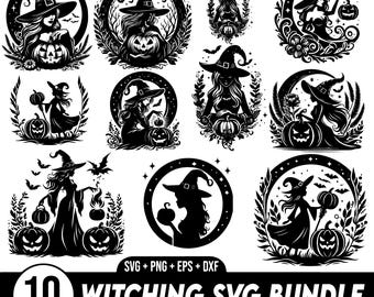 Witch Bundle Svg, Halloween Svg, Halloween Witch Svg, Witch Clipart, Witch Cut Files For Cricut, Witch Silhouette, WITCH SVG