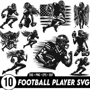 Paquete SVG de jugador de fútbol americano, clipart de fútbol, SVG de jugador estadounidense, svg de día de juego de fútbol, fútbol divertido, svg de fútbol