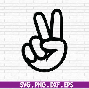 Main de paix Svg, Svg de signe de paix, Svg de doigts de paix, Svg de signe à deux mains. Couper le fichier Cricut, Png Pdf, vecteur, vinyle, autocollant, décalcomanie.