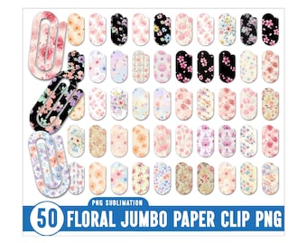 Jumbo Paper Clip Floral Bookmark Bundle Png, Floral Jumbo Paper Clip PNG, Teacher Paper Clip Png, Paper Clip Png, Jumbo Paper Clip Png