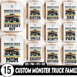 Monstertruck Geburtstags-Svg-Bundle, Monstertruck-Geburtstags-Shirt, Geburtstagskind-Monstertruck-Svg, Familien-Geburtstags-Truck-Shirt-Svg