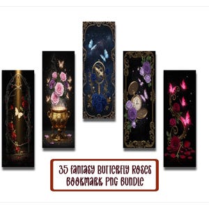 Fantasy Butterfly Floral bookmark png bundle, Bookmark Bundle Butterflies Printable Bookmarks,Fantasy 3D Bookmark Designs,PNG Digital Files