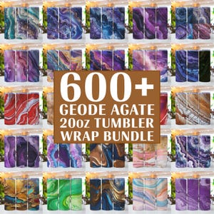 Geode Agate Tumbler Wrap Bundle, Agate stone 600+ BUNDLE 20 oz, Marble Crystals Tumbler Wrap, Geode Agate Tumbler Wrap