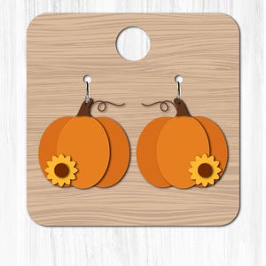 Pumpkin Earrings SVG - Cut File, Halloween Fall Pumpkin Stacked Earring, Svg Dxf Pdf Png Formats, Cricut, Silhouette, Glowforge, Laser Cut