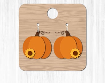 Pumpkin Earrings SVG - Cut File, Halloween Fall Pumpkin Stacked Earring, Svg Dxf Pdf Png Formats, Cricut, Silhouette, Glowforge, Laser Cut