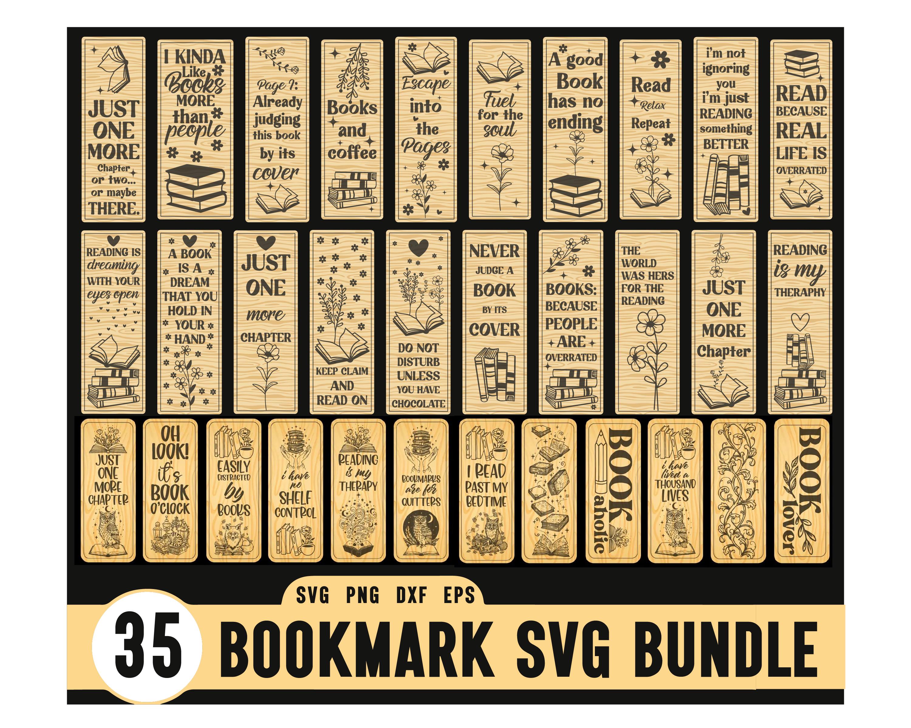 ブックマーク35個セットSVG、木製テンプレート彫刻レーザーカット 