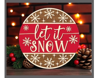 Tabliczka na drzwi „Let It Snow” (SVG), tabliczka „Wesołych Świąt” (SVG), świąteczny wieszak na drzwi (SVG), świąteczny wieszak na drzwi (SVG)