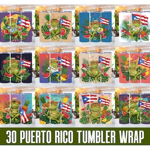 Puerto Rico Tumbler Wrap PNG, Boricua Pride Gift, Puerto Rican Flag 20oz Skinny Tumbler Sublimation Design, Puerto Rico Flag Tumbler