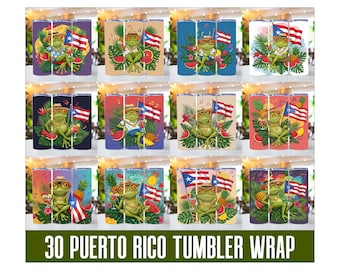 Puerto Rico Tumbler Wrap PNG, Boricua Pride Gift, Puerto Rican Flag 20oz Skinny Tumbler Sublimation Design, Puerto Rico Flag Tumbler