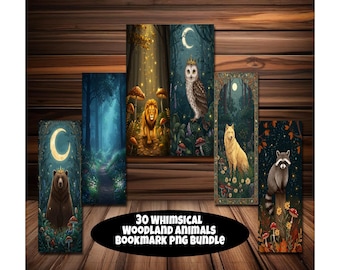 Whimsical Woodland Animals Bookmark Png, 3D animals bookmarks PNG bundle, cute woodland animal designs, Bunny, Bear, fox Bookmark