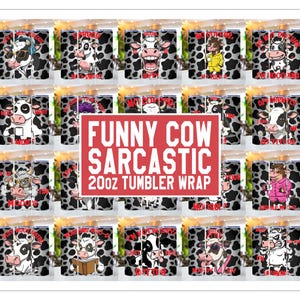 Funny Cow Bundle Tumbler Wrap 20 oz Skinny Sublimation Bundle Tumbler Png Funny Cow Tumbler Bundle, Sarcastic Cow Tumbler Png Wrap