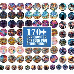 170+ Car Coaster Sublimation Bundle, Superhero Game Characters Coaster, Movie Characters coaster, cartoon car coaster png