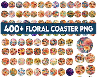 400+ Floral Coaster png bundle, Car Coaster Sublimation Bundle, Round Car Coaster Sublimation, Car Coaster PNG, spring floral coaster