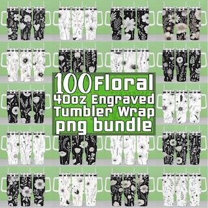 May include: 100 black and white floral designs for 40oz tumblers.  These designs are perfect for sublimation or engraving.  The designs are in a png format and are ready to be used for your next project.
