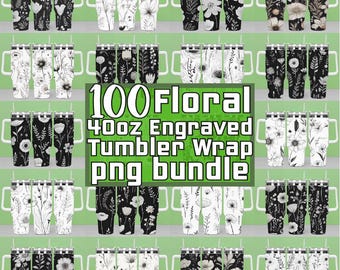 40oz Tumbler Wrap Png Bundle, 40oz Engraved Tumbler Wrap svg png, 40oz tumbler Quencher Wrap, flower floral tumbler,Floral 40oz Tumbler Wrap
