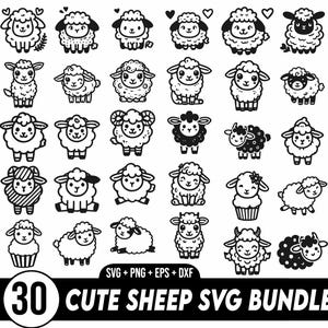 Pacchetto Svg Pecora, Svg Pecora, Png, Dxf Pecora, Clip Art Pecora, File vettoriali Pecora, Svg Animale, File di taglio Svg, Silhouette, Svg per magliette