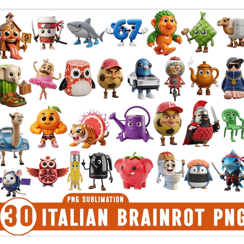 Italian Brainrot Characters Png - Etsy